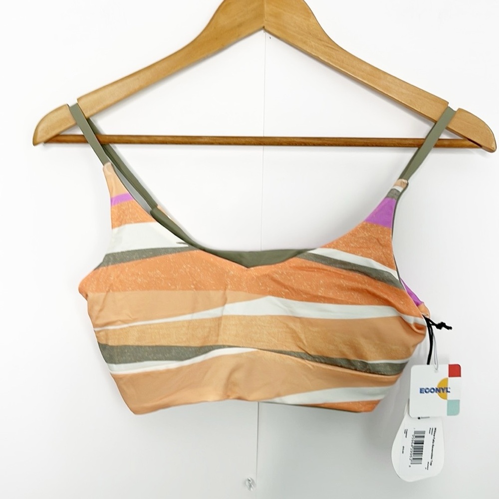 Prana Striped Bikini Top in Peach, Olive & Pink - Picture 3 of 5